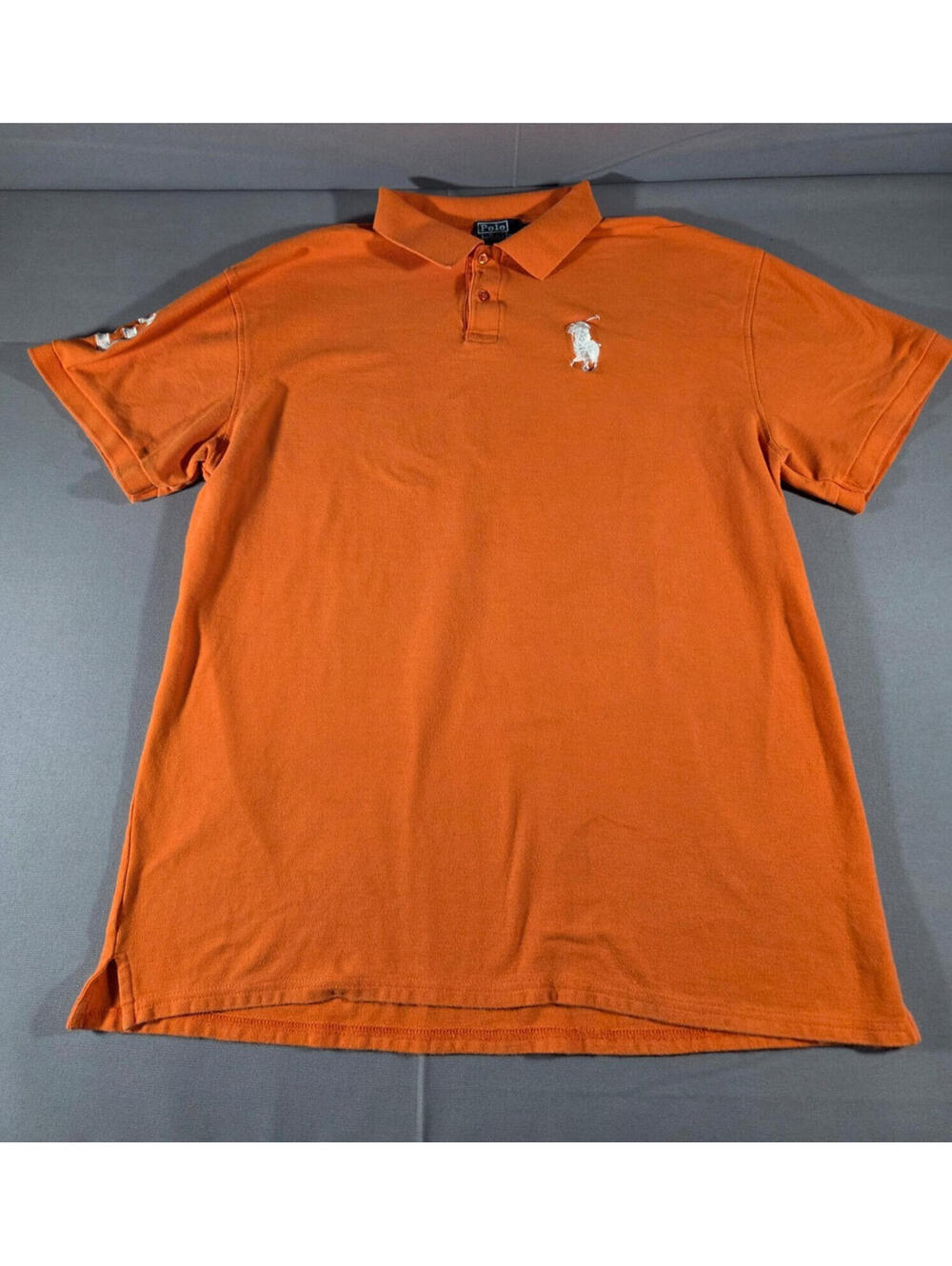 Polo Ralph Lauren Big Pony Polo Shirt Mens XL Orange Big Logo #3 Custom Fit
